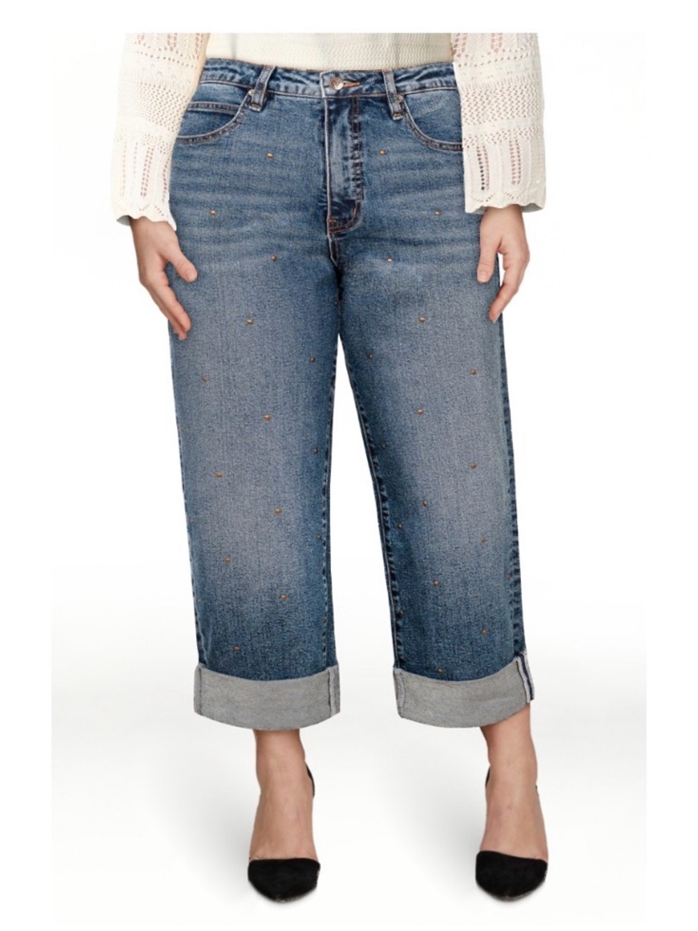 Jessica Simpson Blue Straight-Leg Jeans with Stud Accents